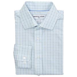 Mens Christian Aujard Slim Stretch Plaid Dress Shirt - Green/Blue