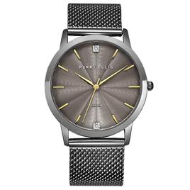 Mens Perry Ellis Gunmetal Diamond Mesh Watch - PE0007GU.UK