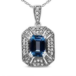 Haus of Brilliance Sterling Silver Blue Topaz Pendant Necklace