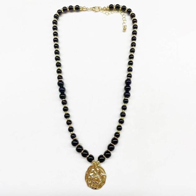 Ashley Cooper™ Gold-Tone & Black Beaded Pendant Necklace