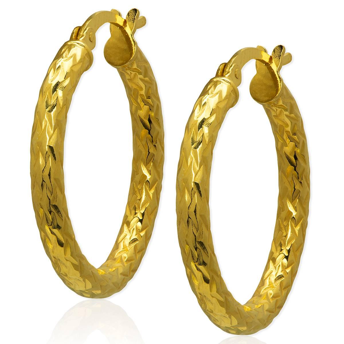 Gianni Argento 25mm Diamond-Cut 14kt. Gold Hoop Earrings
