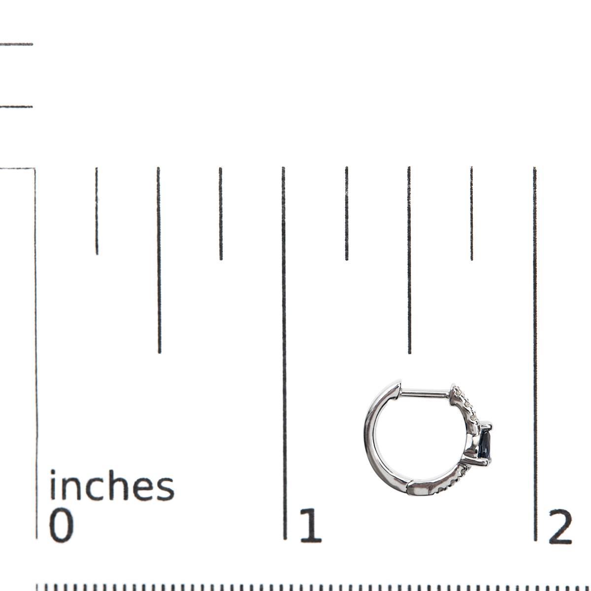 Haus of Brilliance 10kt. White Gold Blue Sapphire Hoop Earrings