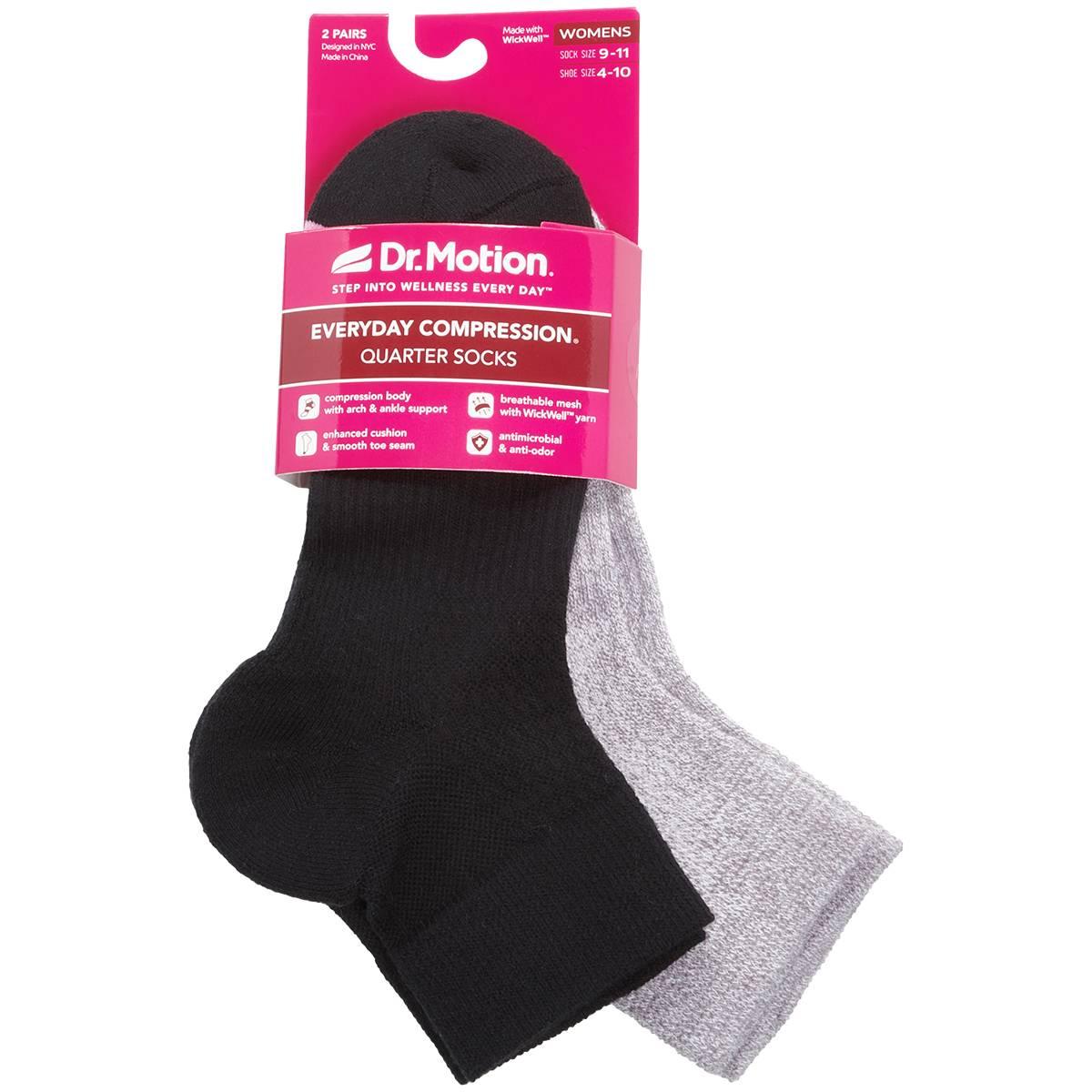 Womens Dr. Motion 2pk.. Solid Quarter Compression Socks