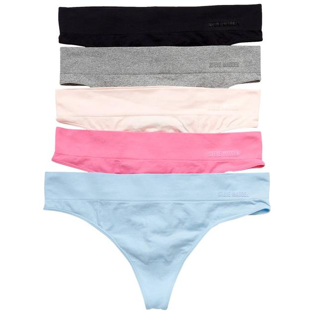 Womens Steve Madden 5pk. Wide Waist Band Thong Panties SM57283A5