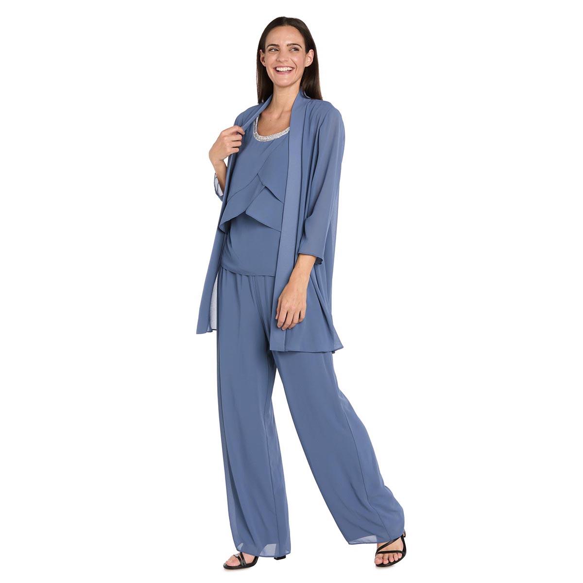 Womens R&M Richards 3pc. Chiffon Tier Pant Set