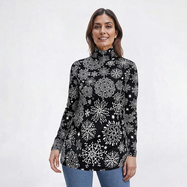 Plus Size Inner Circle Turtleneck Snowflake Tee