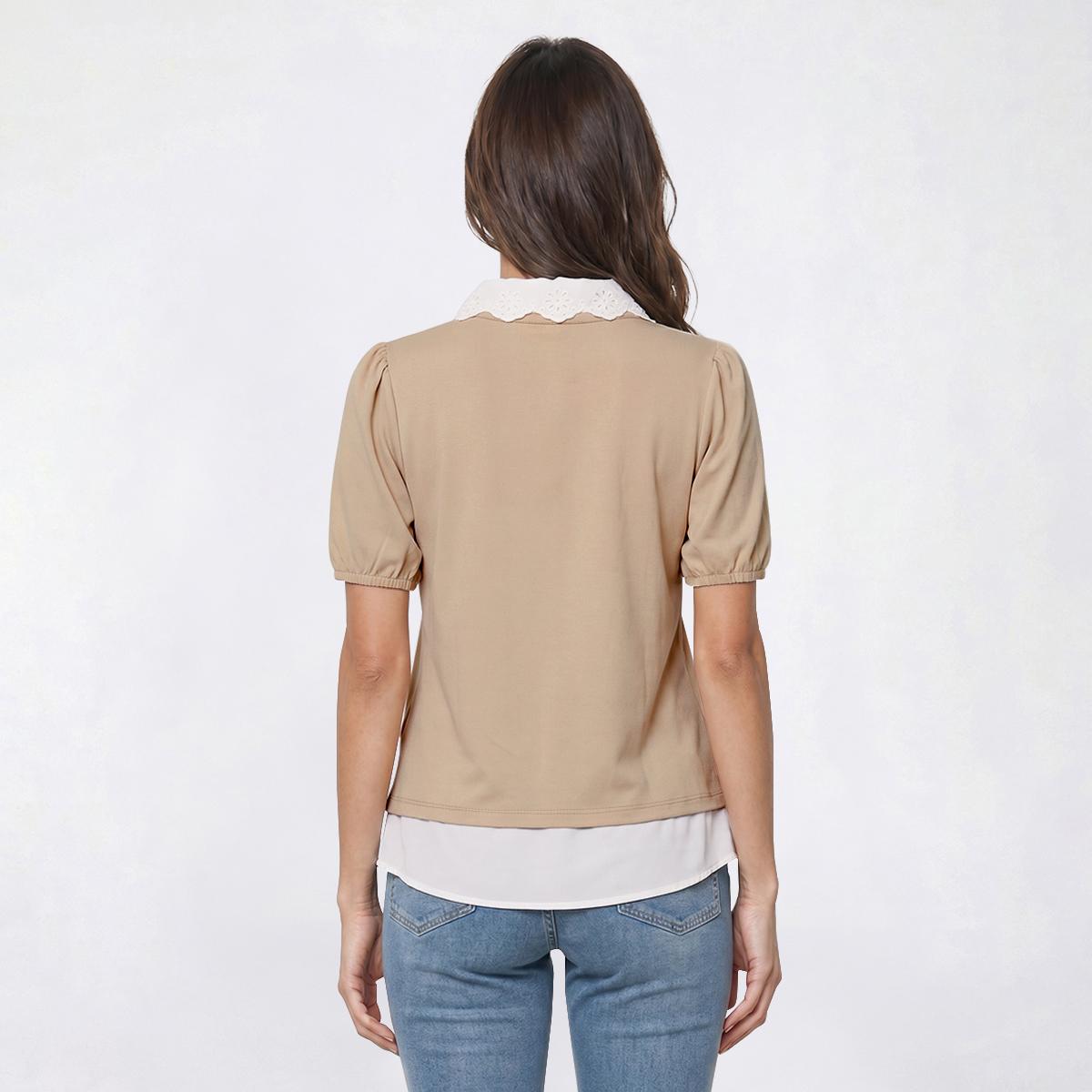 Womens Adrianna Papell Scallop Collar Two In One Blouse
