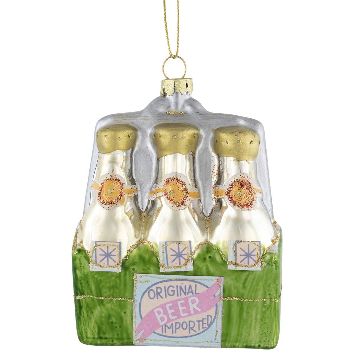 Northlight Imported Beer Six Pack Glass Christmas Ornament
