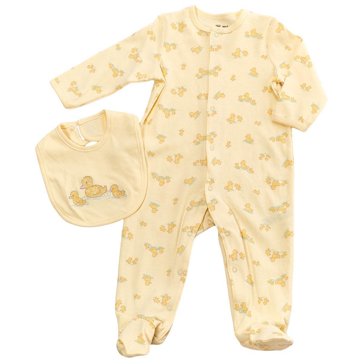 Baby Unisex (NB-9M) Little Me(R) Little Ducks Footie Pajamas/Bib