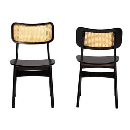 Baxton Studio Tafari Wood & Rattan 2pc. Dining Chair Set