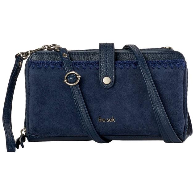 Womens The Sak Large Smartphone Suede Crossbody Wallet- Indigo