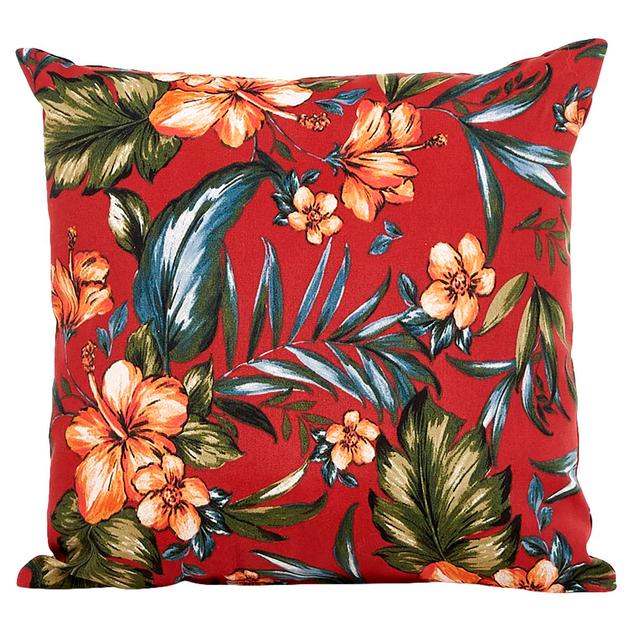Jordan Manufacturing Floral Outdoor Toss Pillow - Red/Coral