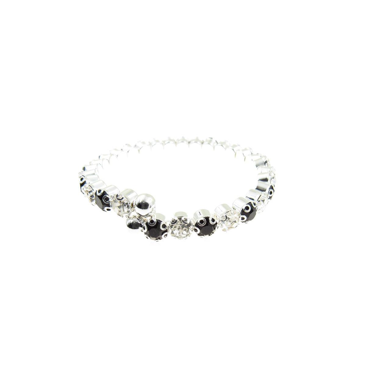 Rosa Rhinestones Round Clear & Black Cuff Bracelet