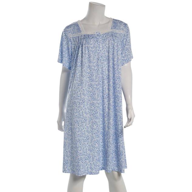 Womens Elegant Dreams Short Sleeve Lace Trim Leaf Nightgown