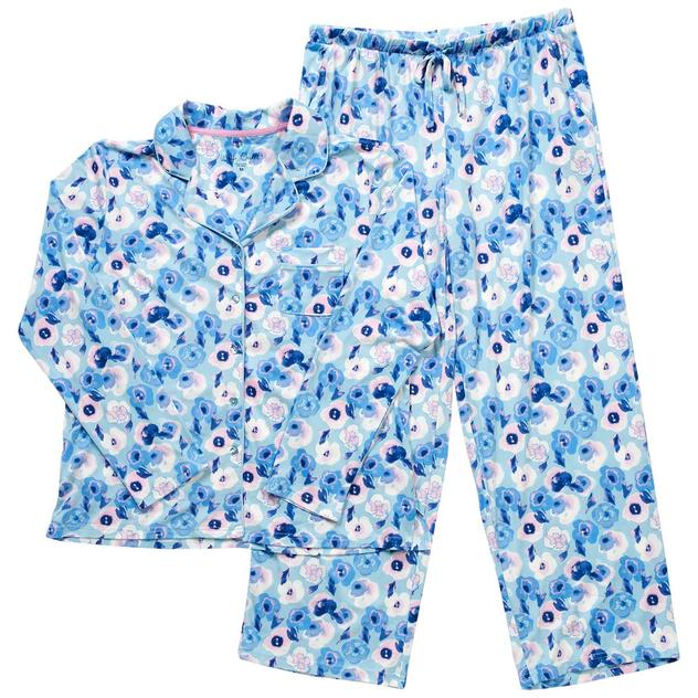 Womens White Orchid Watercolor Floral Pajama Set