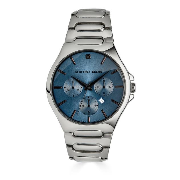 Mens Geoffrey Beene® Black Diamond Bracelet Watch - GBC0014SL