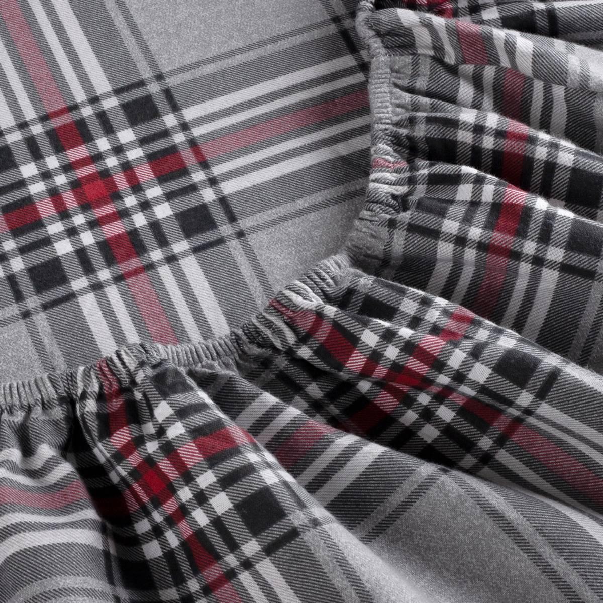 Kathy Ireland 100% Turkish Cotton Flannel Crimson Check Sheet Set