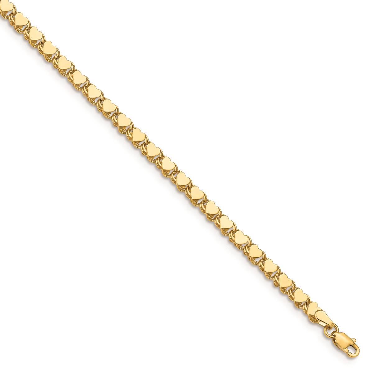 Gold Classics(tm) 14kt Gold Polished Double Sided Heart 10in. Anklet