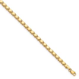 Gold Classics(tm) 14kt Gold Polished Double Sided Heart 10in. Anklet