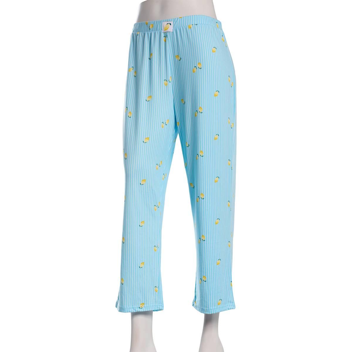 Womens Charmour Lemon Stripe Pajama Capri Pants