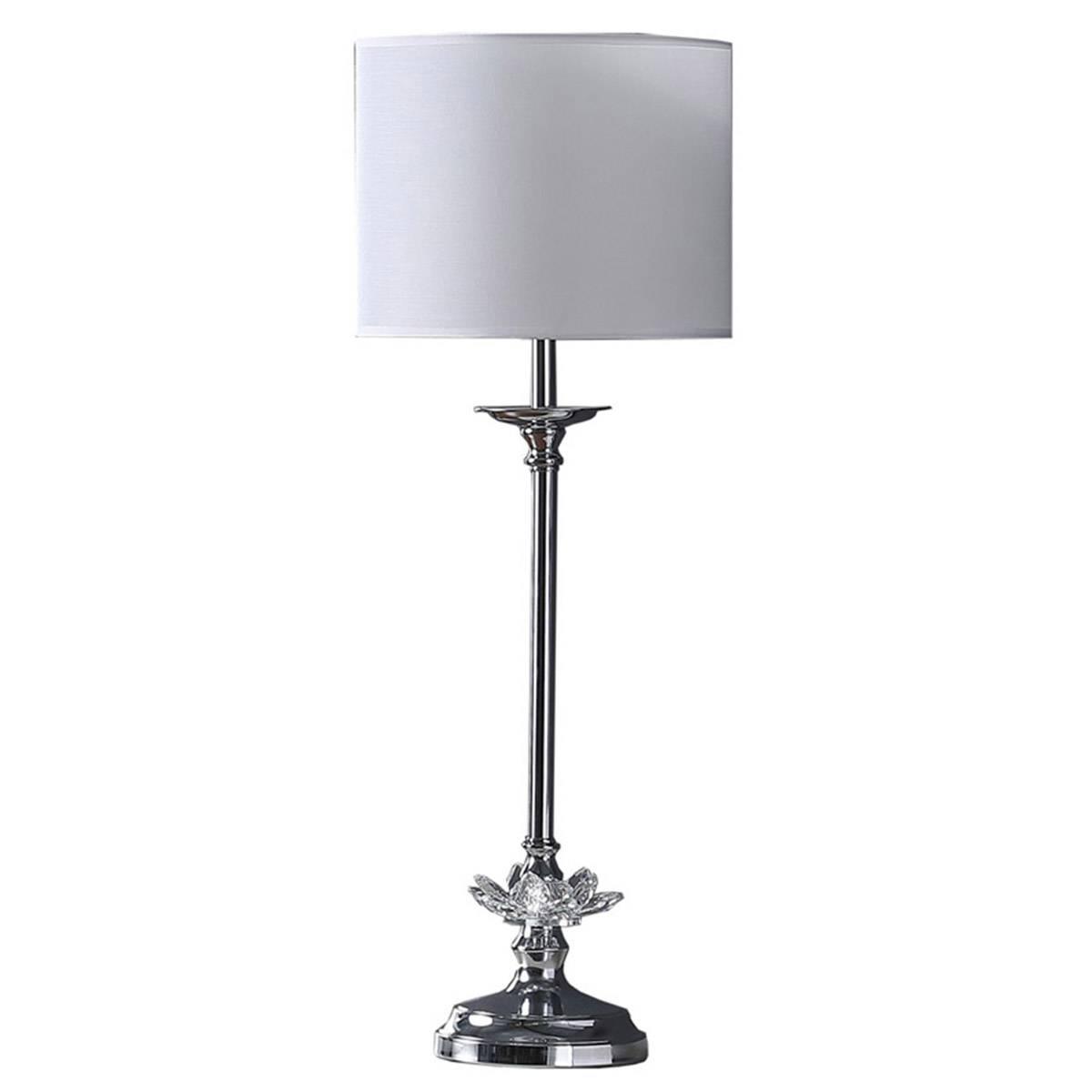 HomeRoots 26in. Silver Metal and Faux Crystal Table Lamp