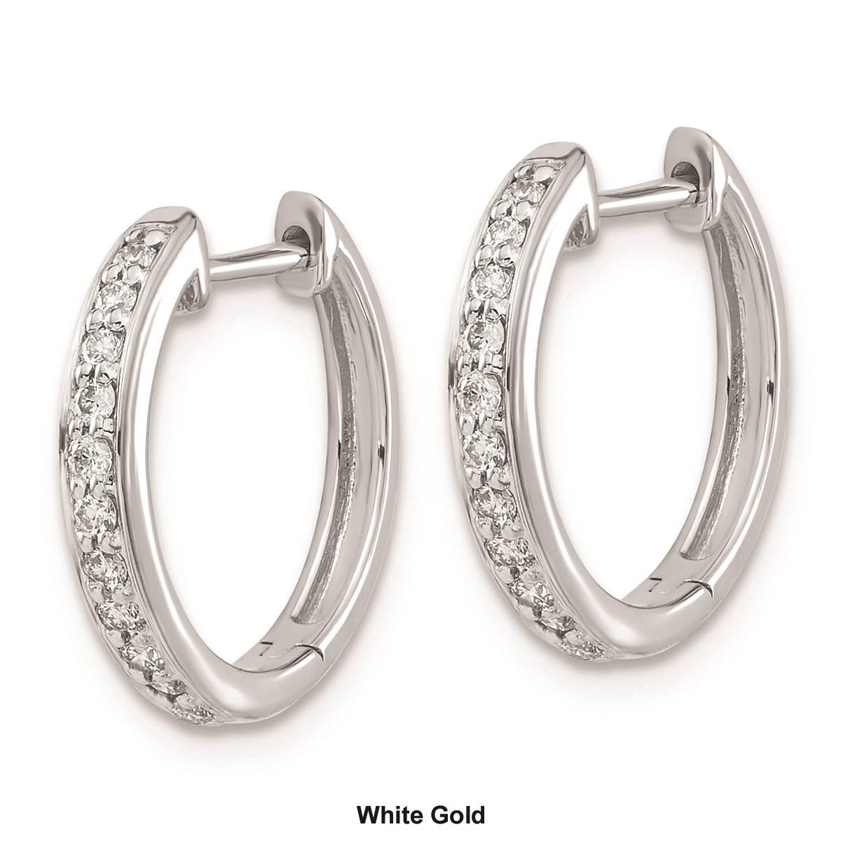 Pure Fire 14kt. Gold Polished 1/4ctw Diamond Hinged Hoop Earrings