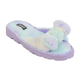Womens Kenise Sherpa Tie Dye Knotted Slide Slippers