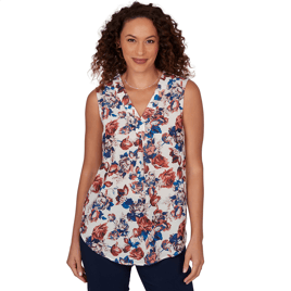 Plus Size Emaline Summer In The City Sleeveless Floral Blouse