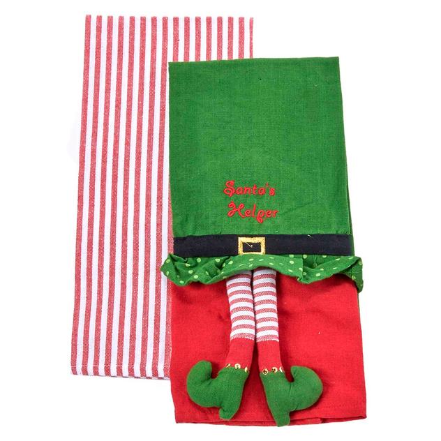 Santa's Helper Legs Kitchen Towel - Set of 2