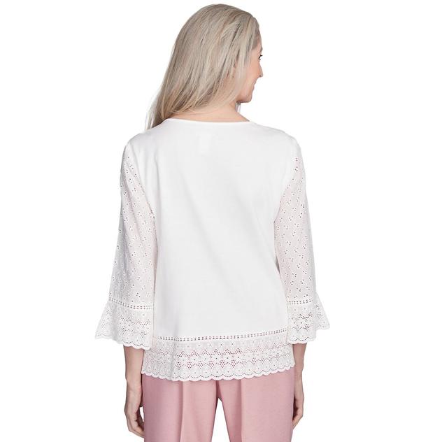 Womens Alfred Dunner Estate of Mind Floral Eyelet Trim Blouse
