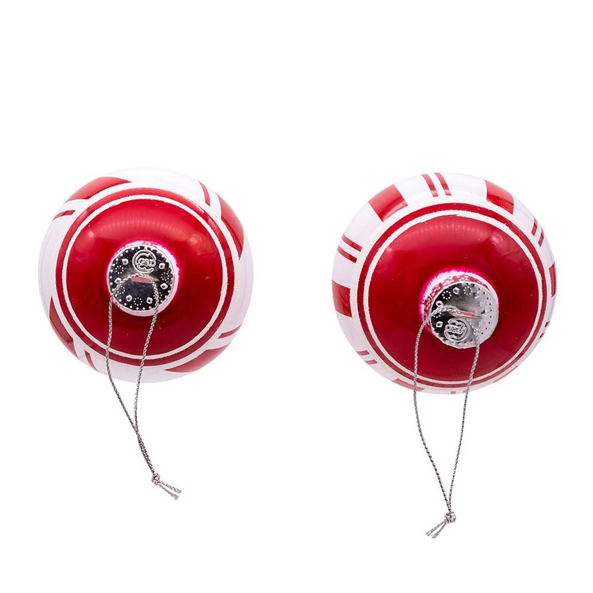 Kurt S. Adler 6pc. Red & White Glass Ball Ornaments Set