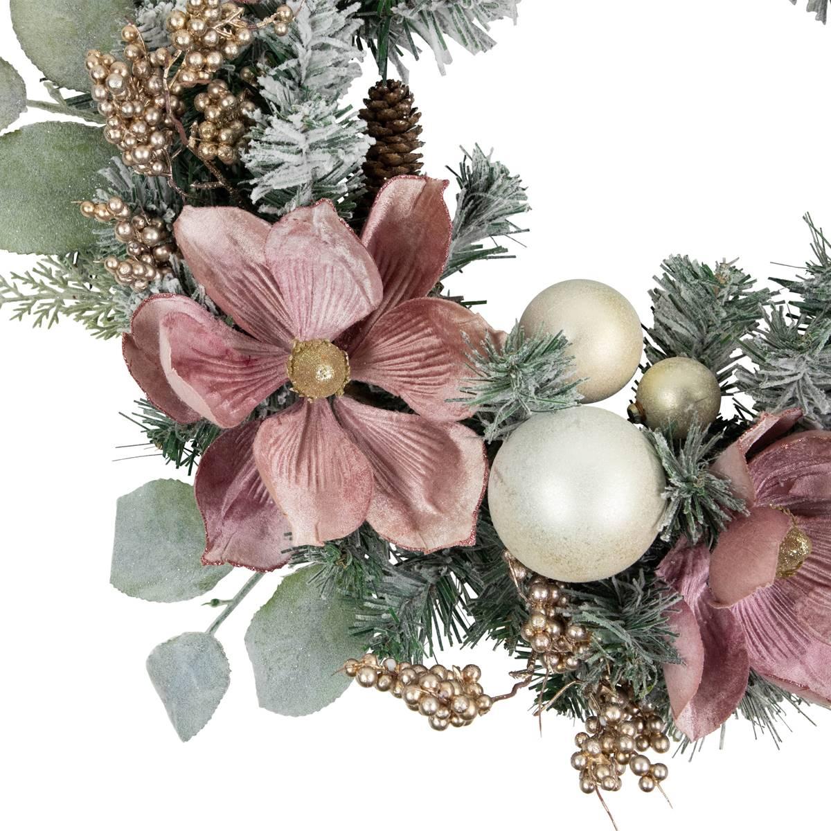 Northlight Seasonal 24in. Floral Frosted Pine Christmas Wreath