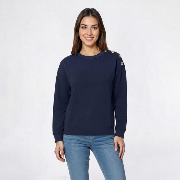 Plus Size Architect® Long Sleeve Button Shoulder Sweatshirt