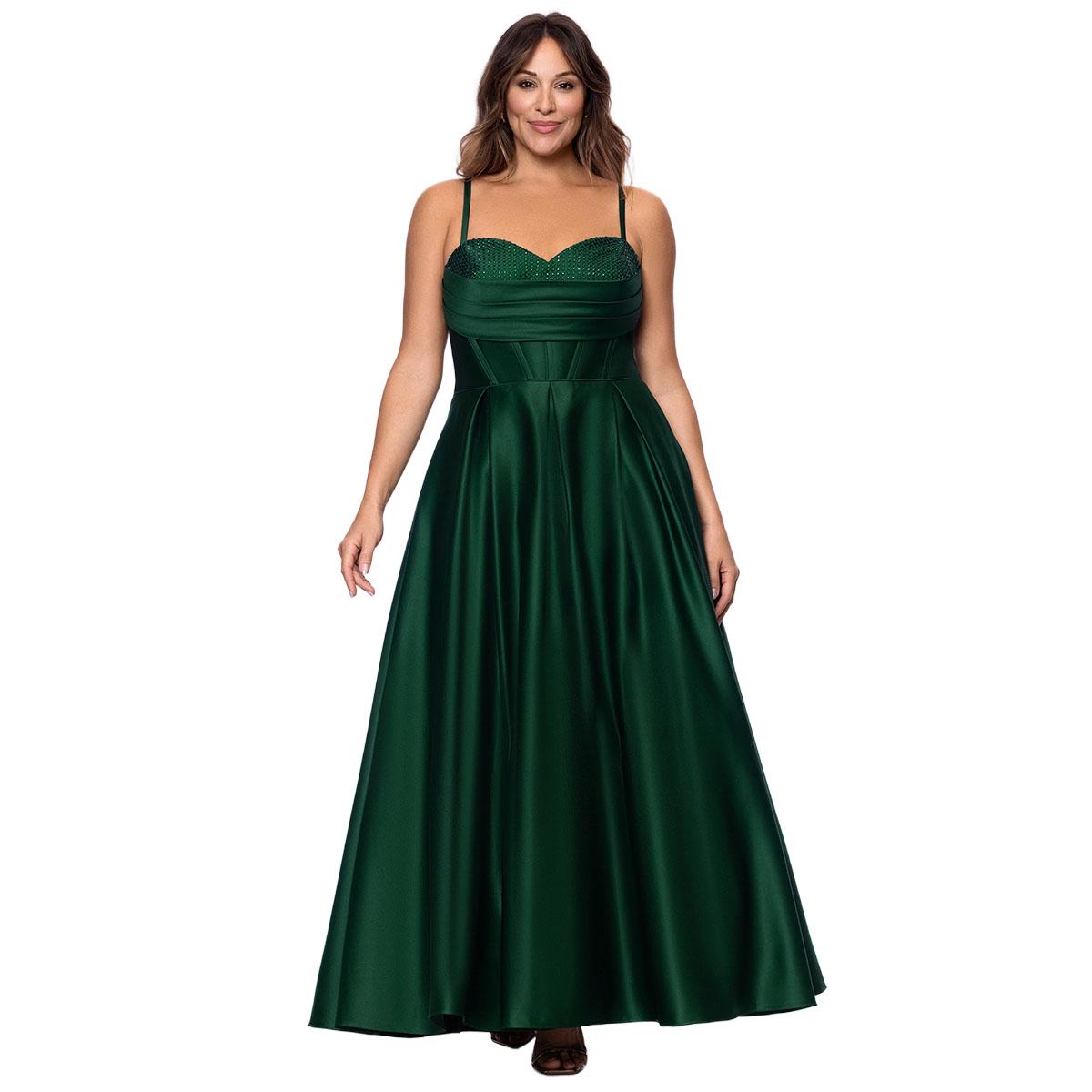 Juniors Plus Blondie Nites Satin Stone Cowl Neck A-Line Dress
