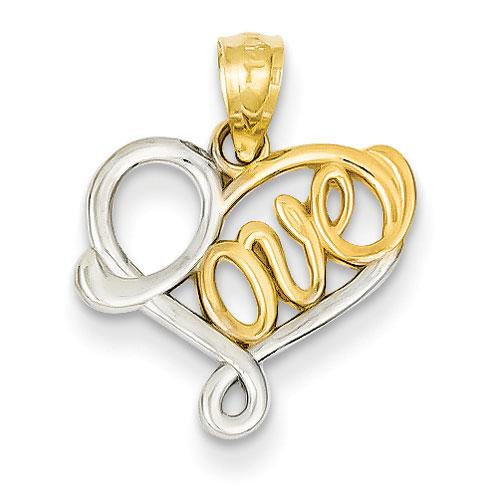 Gold Classics(tm) 14kt. Gold & Rhodium Love Pendant