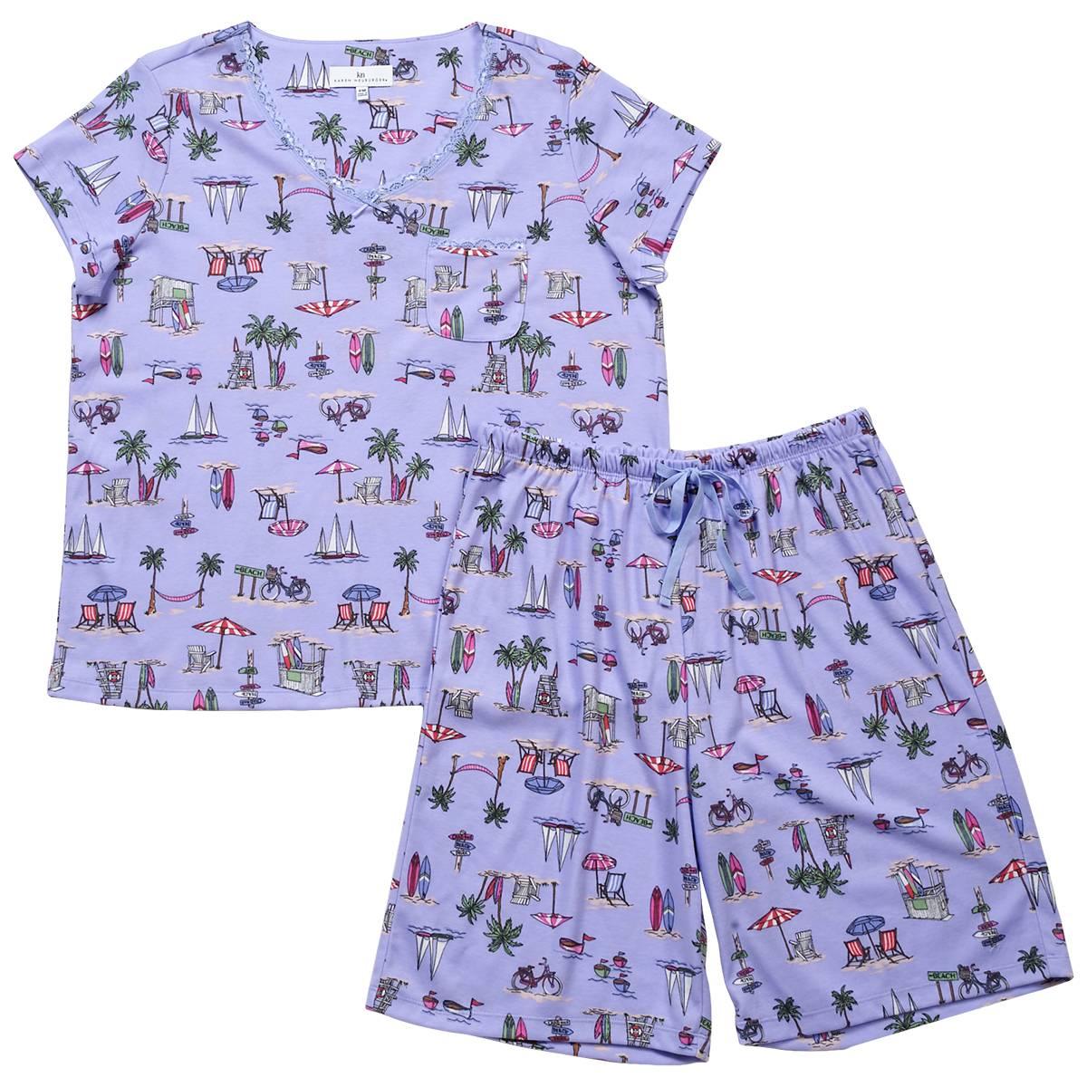 Womens Karen Neuburger Short Sleeve Beach Bermuda Pajamas Set