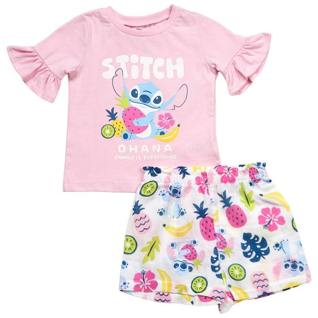 Girls (4-6x) Disney Stitch Ohana Tee & Shorts Set