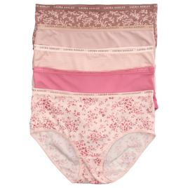 Womens Laura Ashley 5Pk Brushed Micro Brief Panties w/ Logo Band