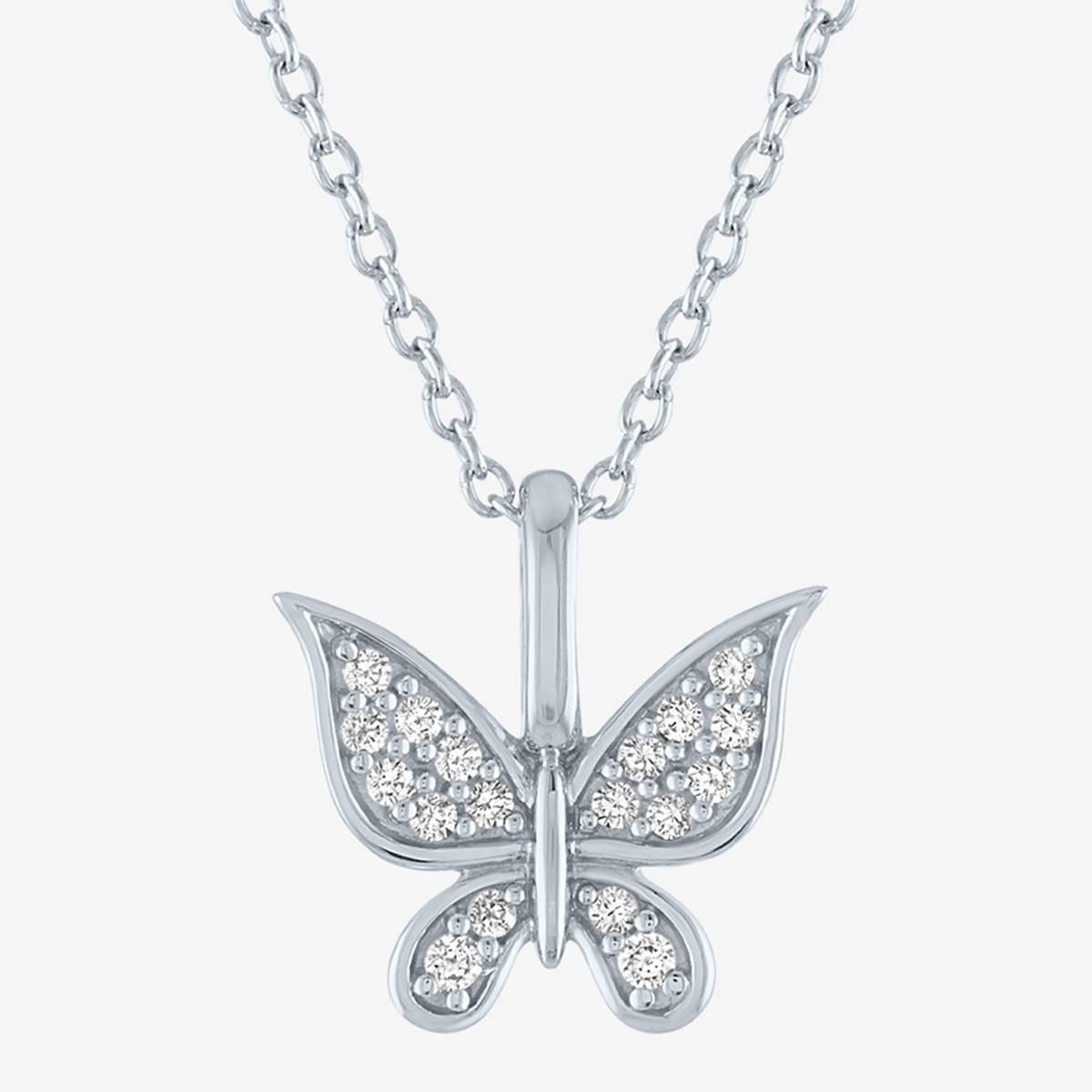 Nova Star(R) Sterling Silver Lab Grown Diamond Butterfly Pendant