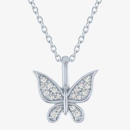 Nova Star(R) Sterling Silver Lab Grown Diamond Butterfly Pendant