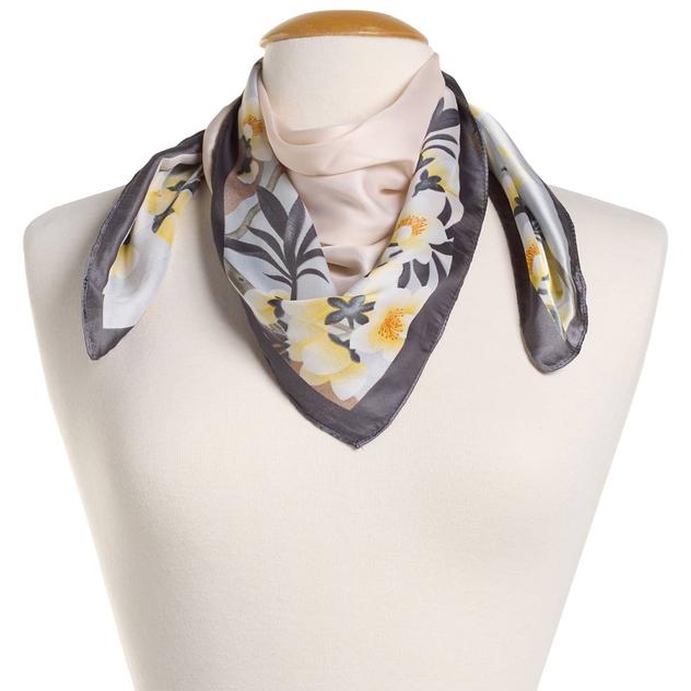 Womens Renshun Beautiful Floral Silky Square Scarf