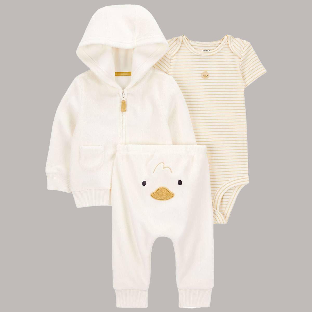 Baby Unisex (3-12M) Carters(R) 3pc. Duck & Stripe Cardigan Set
