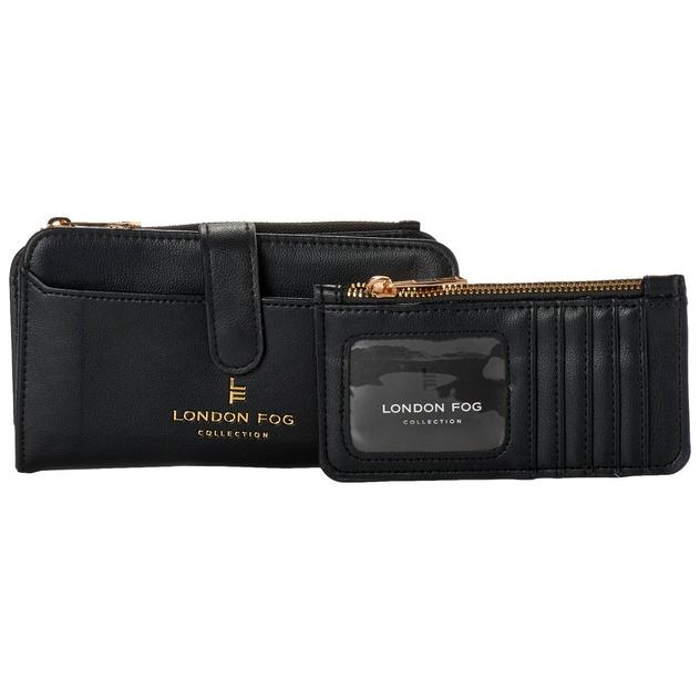Womens London Fog Solid 2-in-1 Snap Flap Wallet