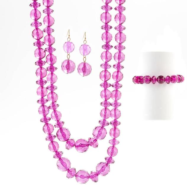 Ashley Cooper™ 2-Row Amethyst Necklace/Bracelet/Earring Set