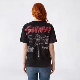 Juniors C-Life Mineral Wash Selena Song Lyrics Oversized Tee