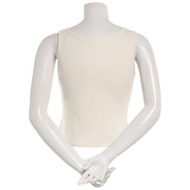 Juniors No Comment Corner Beaded Applique Rib Tank Top- Gardenia