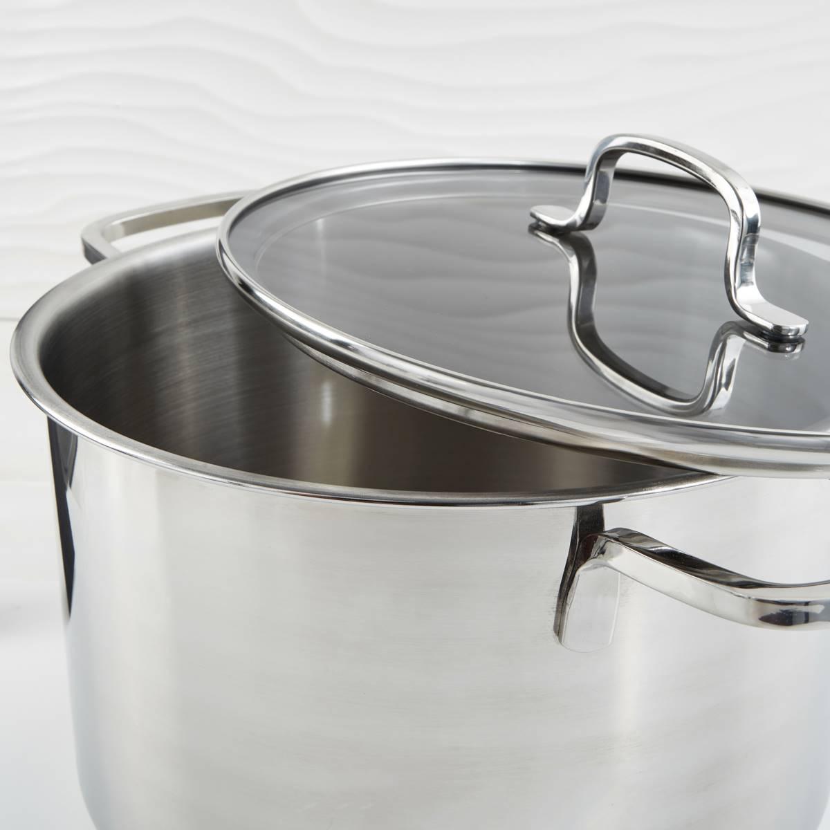 BergHOFF Helix Stainless Steel 10in. Stockpot w/ Glass Lid