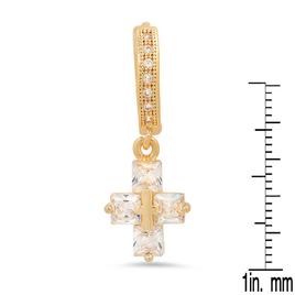 Steeltime Iced Out 18kt. Huggie Cross Charm Brass Earrings