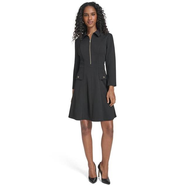 Womens Tommy Hilfiger Long Sleeve A-Line Crepe Dress