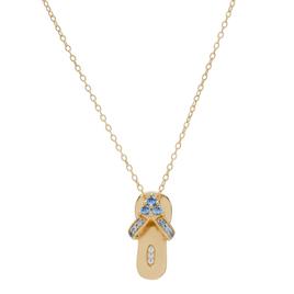 Gianni Argento 14kt. Lab Sapphire Flip Flop Necklace